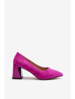 Sametové lodičky na podpatku Fuksiová Alessyndra