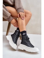 Kožené Zateplené Tenisky Na Masivní Platformě Big Star OO274A599 Černé