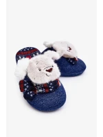 Dětské papuče se silnou podrážkou s medvídkem, tmavě modrá Dasca Dětské papuče se silnou podrážkou s medvídkem, tmavě modrá Dasca