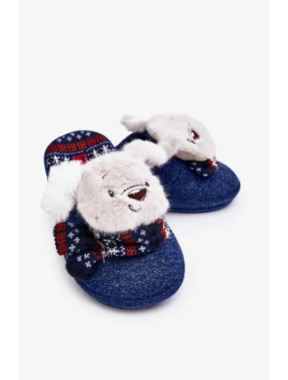 Dětské papuče se silnou podrážkou s medvídkem, tmavě modrá Dasca Dětské papuče se silnou podrážkou s medvídkem, tmavě modrá Dasca