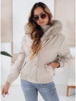 Dámská zimní bunda VESSADA krátká s kožešinou světle béžová FashionStreet TY5062