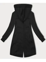 Dlouhá dámská rozepínací mikina v grafitové barvě s kapucí LHD (AMG-693A)