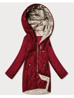 Pikowana kurtka damska z asymetrycznym dołem Goodlookin ciemny czerwony (B8592-27)
