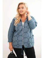 Dámská mikina Plus Size bavlněná rozepínací na zip džínová modrá