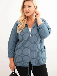 Dámská mikina Plus Size bavlněná rozepínací na zip džínová modrá