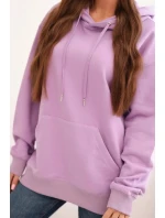 Dámská mikina s kapucí a klokaní kapsou z bavlny fialová