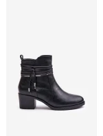 Dámské boty na podpatku z teplou podšívkou černé Lobina