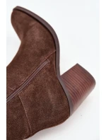 Semišové Kozačky Na Podpatku Zip Čokoládové Lissara
