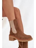 Dámské kotníkové boty Zoralia na klínku – tmavě béžové