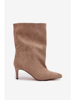 Dámské kotníkové boty na jehlovém podpatku Solvienne – béžové