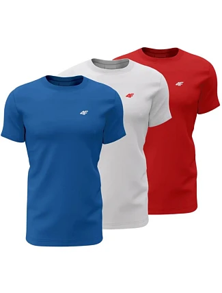 Pánské trička M4482 3-pack, modré, bílé, červené - 4F