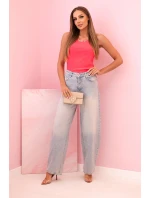 Dámský bavlněný top na ramínkách s ozdobným řetízkem růžový neon Dámský bavlněný top na ramínkách s ozdobným řetízkem růžový neon