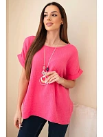 Mušelínová halenka s náhrdelníkem růžový Mušelínová halenka s náhrdelníkem růžový