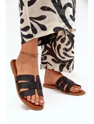 Dámské Pantofle Na Plochém Podpatku Černé Mirona