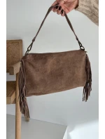 Kožená semišová kabelka s třásněmi hnědá Jessira Kožená semišová kabelka s třásněmi hnědá Jessira