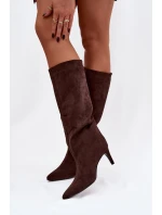 Dámské kozačky na skluzavku s vyhříváním na jehle Čokoládové Olivienne