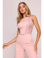 M866 Kombinéza s krajkovými panely - pudrová