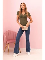 Dámská pruhovaná bavlněná halenka 69838 khaki - Kesi Dámská pruhovaná bavlněná halenka 69838 khaki - Kesi