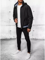 Pánská přechodná bunda s kapucí černá FashionStreet TX4378 Pánská přechodná bunda s kapucí černá FashionStreet TX4378