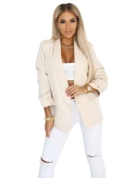 588-2 Dámské klasické sako s nabíranými rukávy - béžové