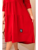 Dámská bavlněná šaty Plus Size s volány a ohrnutým rukávem červená Dámská bavlněná šaty Plus Size s volány a ohrnutým rukávem červená