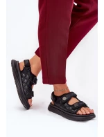 Dámské sandály s ozdobnými detaily na suchý zip černé Zoliner