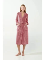 Dámský sametový župan 21143 Pudr růžová - Vamp Dámský sametový župan 21143 Pudr růžová - Vamp