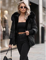 Dámská zimní bunda s kožešinou a kapucí, černá, FashionStreet TY5887