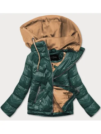 Zeleno/karamelová dímská bunda s kapucí (BH2003) Zeleno/karamelová dímská bunda s kapucí (BH2003)