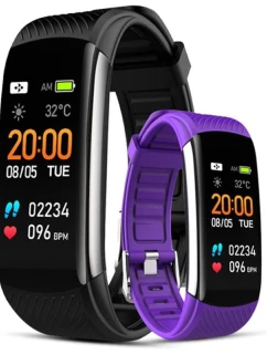 GIEWONT Black and Purple 2 Strap Smartwatch GW200-3