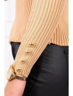 Přiléhavá svetrová halenka s knoflíky béžová