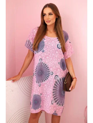 Dámské bavlněné šaty s orientálním vzorem světle růžová Dámské bavlněné šaty s orientálním vzorem světle růžová