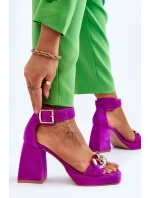 Dámské semišové sandály s masivními podpatky Lewski boty 3207 Fuchsie