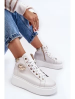 Dámské vysoké tenisky na zip Lemar bílé Katerin