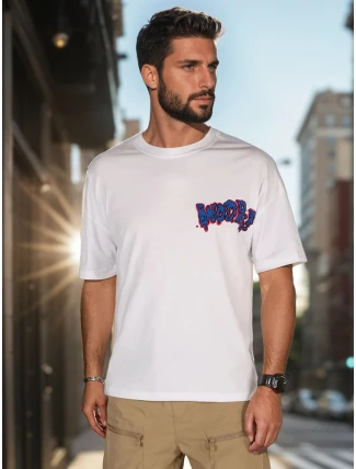 Pánské bílé tričko s potiskem FashionStreet RX5644