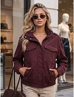 Dámská semišová bomberka v barvě bordó od FashionStreet TY5915 Dámská semišová bomberka v barvě bordó od FashionStreet TY5915