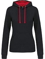Kariban K 465 Dámská mikina s kontrastní kapucí 20.K465 black/red