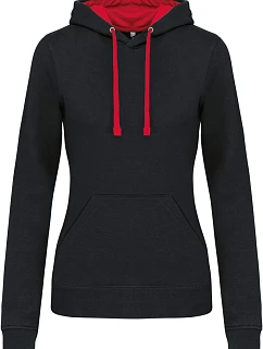 Kariban K 465 Dámská mikina s kontrastní kapucí 20.K465 black/red