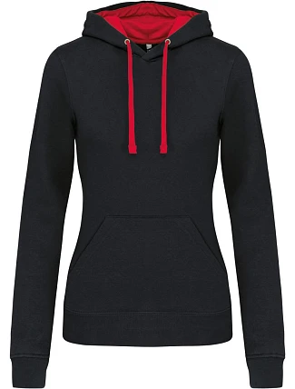 Kariban K 465 Dámská mikina s kontrastní kapucí 20.K465 black/red
