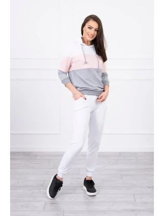 Barevná pruhovaná sada bílá+pudrově růžová Barevná pruhovaná sada bílá+pudrově růžová