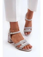 Dámské sandály na podpatku z ekologické kůže Sergio Leone SK894 šedé