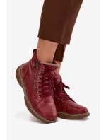 Dámské kozačky s teplým kožíškem z eko kůže bordové Ulverina