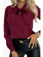 Dámská halenka se zavazováním 140-23 bordová - Numoco Dámská halenka se zavazováním 140-23 bordová - Numoco