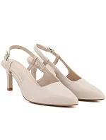 Lodičky na jehlovém podpatku bez podpatku lakované béžové Sergio Leone SK157