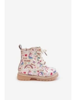 Dětské zateplené boty se zipem jednorožci béžové Tiptop