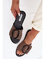 Dámské ploché pantofle s ozdobnou sponou Černé Jamira