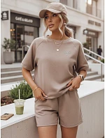 Dámská letní souprava s motýlem z měkké viskózy v barvě moka FashionStreet AY1190