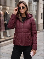 Dámská prošívaná bunda s kapucí, vínová, FashionStreet TY5859 Dámská prošívaná bunda s kapucí, vínová, FashionStreet TY5859