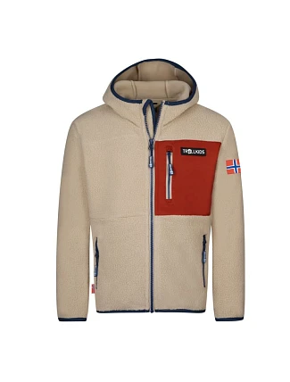 Dětská fleecová bunda Trollkids Aurlandsfjord s kapucí a zipem, béžová (466-815)