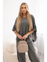 Bavlněný komplet halenka + kalhoty Grafit